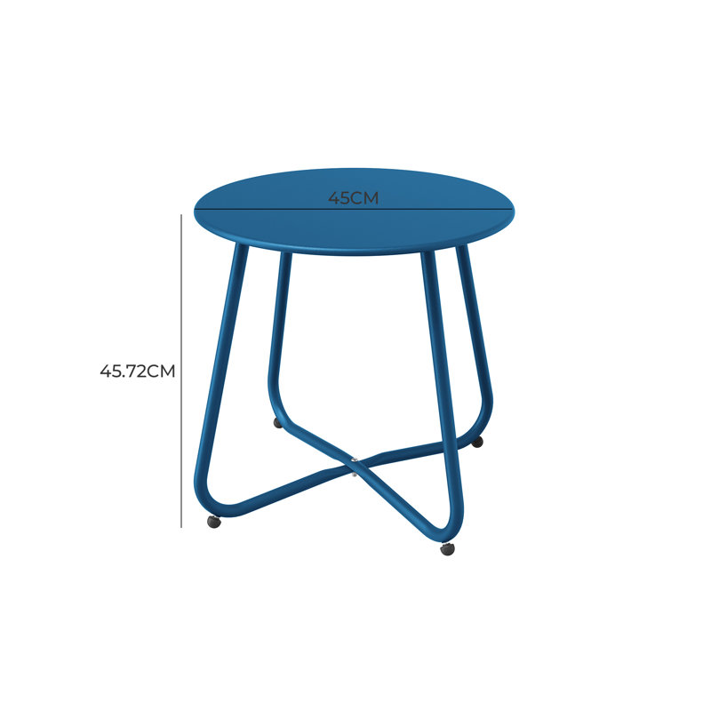 Ebern Round Outdoor Side Table, Peacock Blue