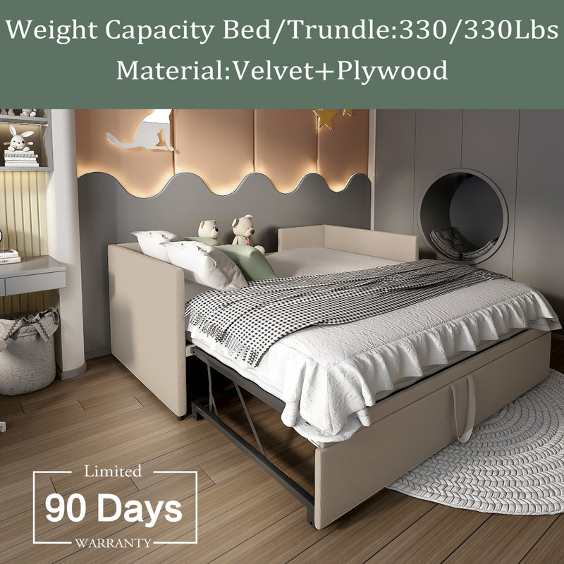 Chand Upholstered Daybed, Beige/Black
