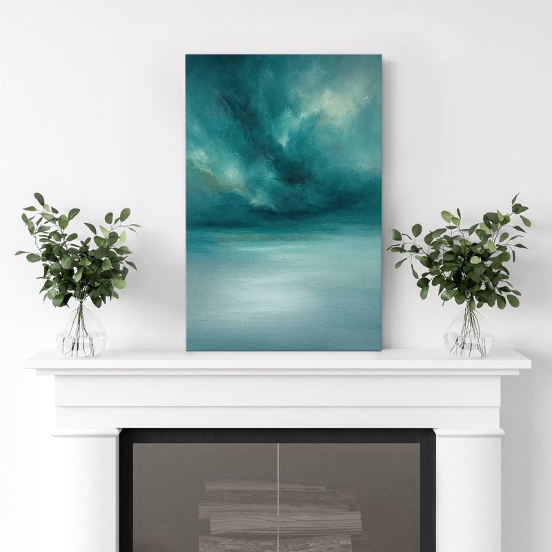 "Abstract Ocean", reproduction d'art sur toile turquoise et bleu sarcelle pour salon, chambre à coucher ou bureau, Sans cadre