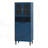 Tempered Glass Door Tall Storage Bookcase with Adjustable Shelves, 4 Doors MDF Painted Cabinet for Living Room and Bedroom-1684511645