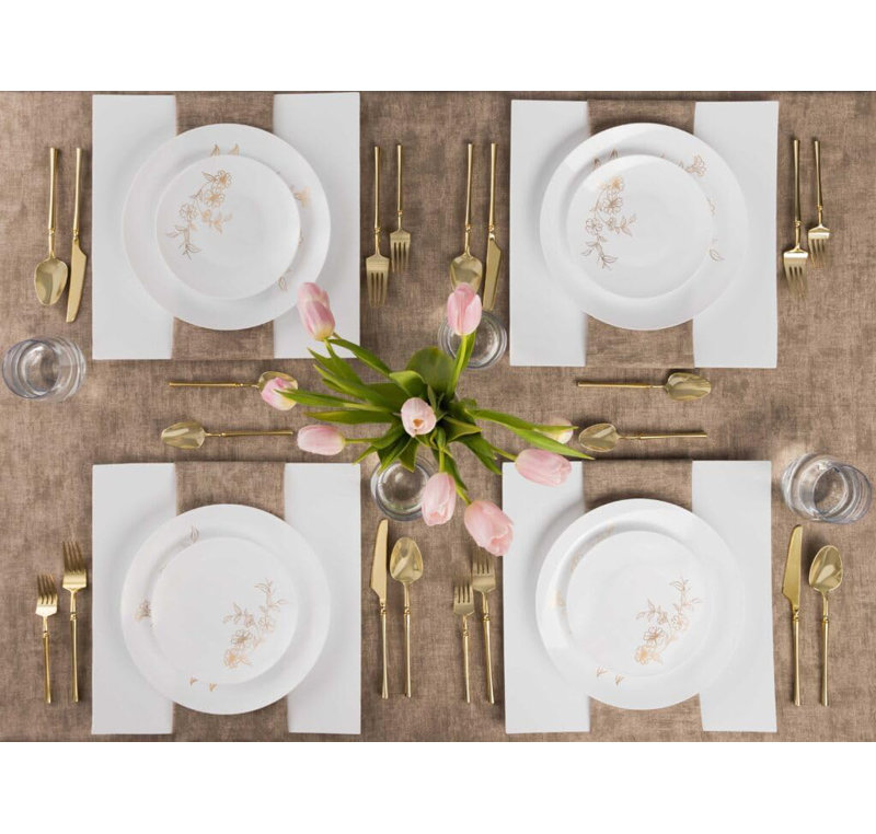 Assiette à dîner jetable en plastique, 80 invités