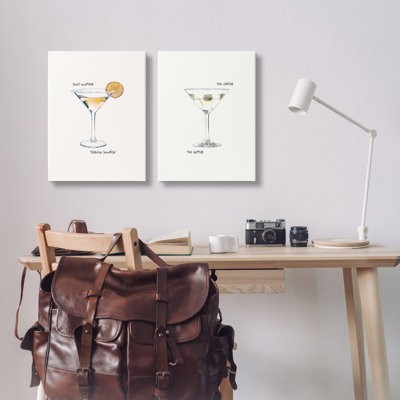Ensemble de 2 impressions sur toile  Tequila Cocktail & phrases par Graffi