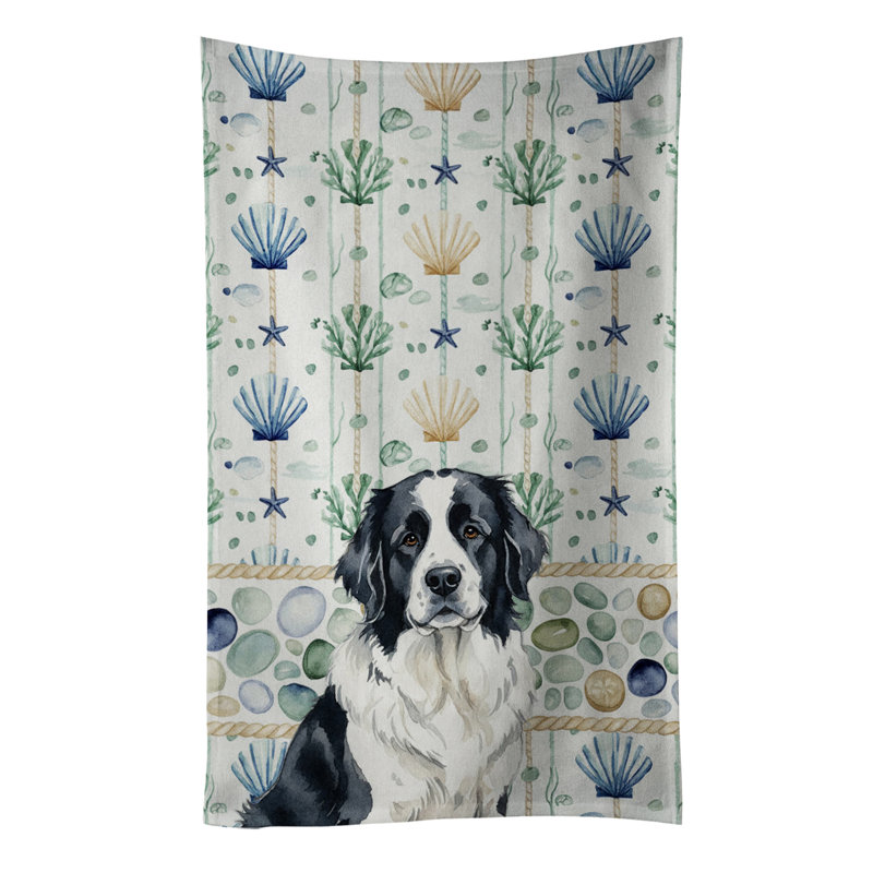 Landseer Newfoundland Coastal Sea Glass Kitchen Towel, Landseer Newfoundland