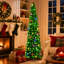 Sapin de Noël miniature illuminé de 1,5 m, pliable et mince, avec 70 lumières multicolores, idéal pour décorer les petits espaces pendant les fêtes.-493942532