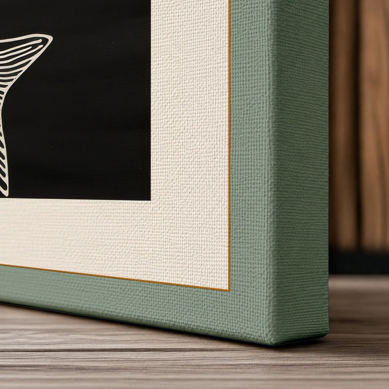 Leaping Salmon Japandi - Wrapped Canvas, 36x24 - 91.4 x 61.0 cm, Sage Border