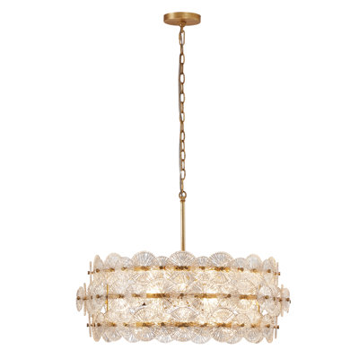 Harlune 6 - Light Gold Drum Glass Chandelier