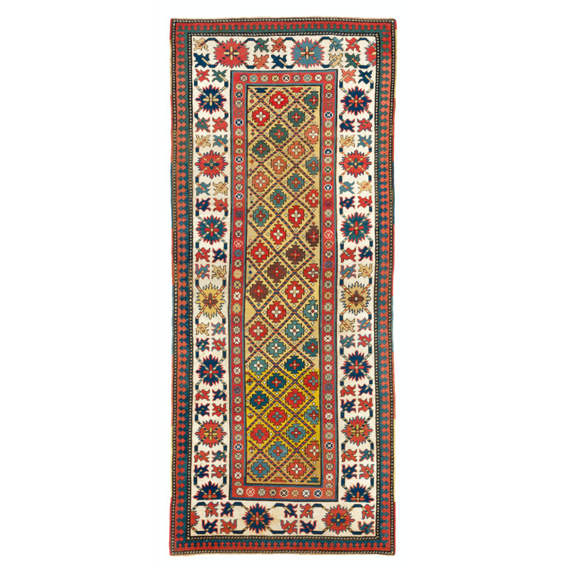 Tapis kazak antique de couleur blanche, Kazak, vers 1880