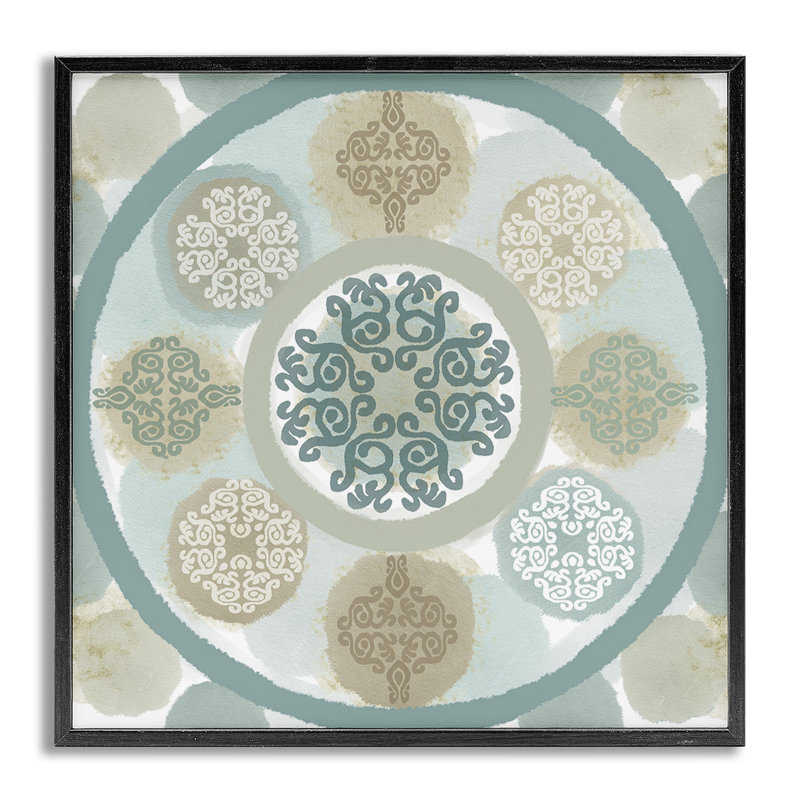 «Mint Mandala Fractals», estampe numérique encadrée par Flora Kouta, H 12 po x l 12 po, Estampe numérique Farmhouse