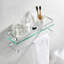 Tablette murale rectangulaire en verre avec rail en aluminium et barre à serviettes, tablette flottante en verre trempé très épais pour le rangement de la salle de bain -62574684