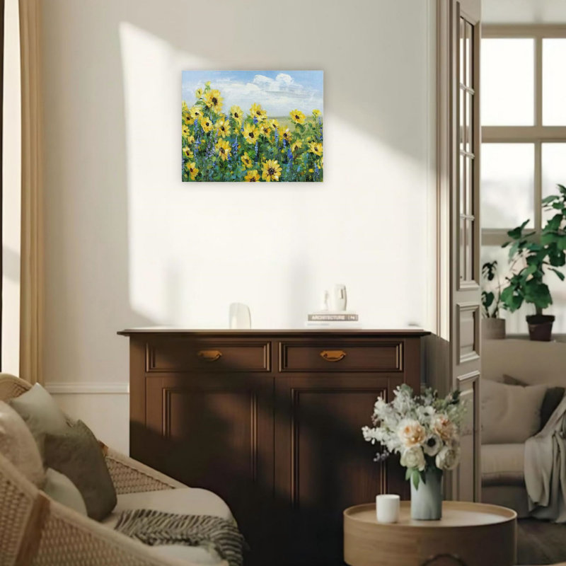 Art mural en toile 24 po x 18 po Sunflower Fields Forever
