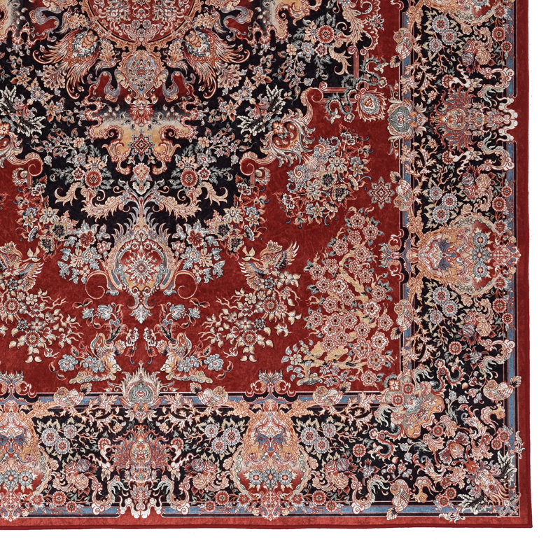Emanuel Traditional Machine Woven Flatweave Red and Navy Area Rug with Non Skid Backing, Rectangle 2'2'' x 3'2''