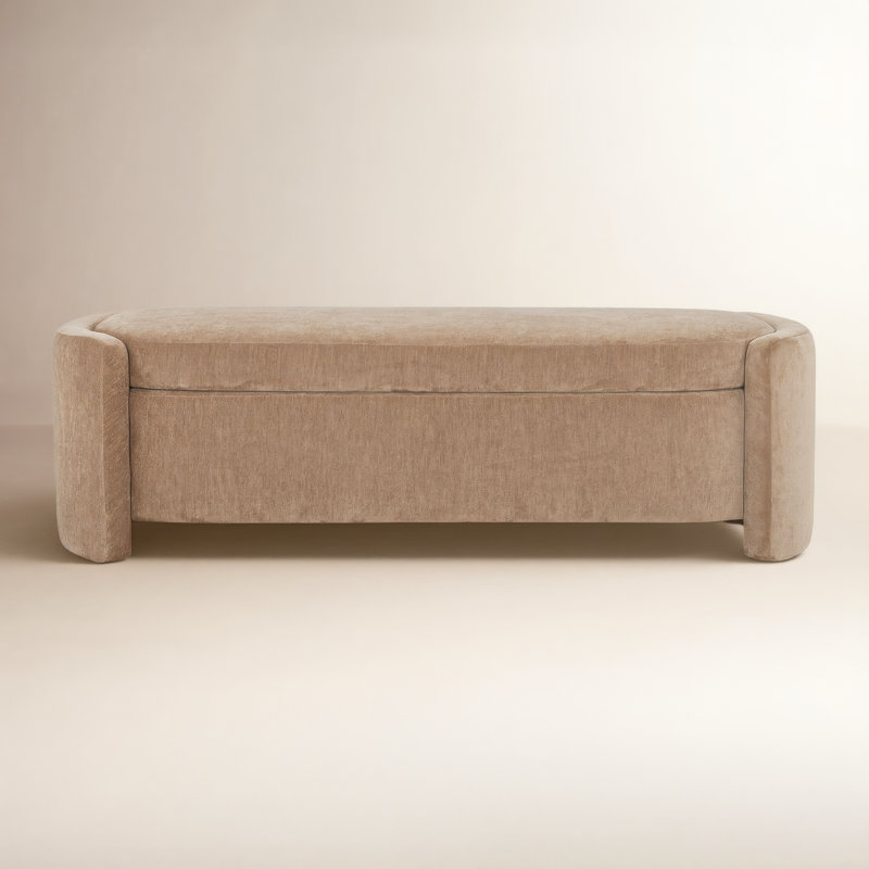 Mizel 62" Upholstered Storage Bench, Chocolate Performance Chenille