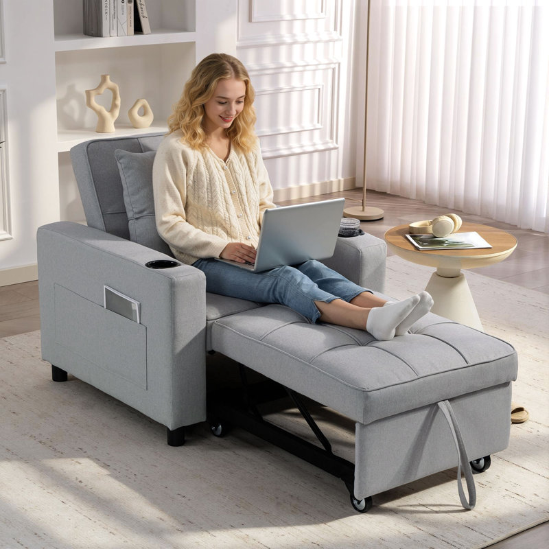 Upholstered Accent Chair, Light Grey