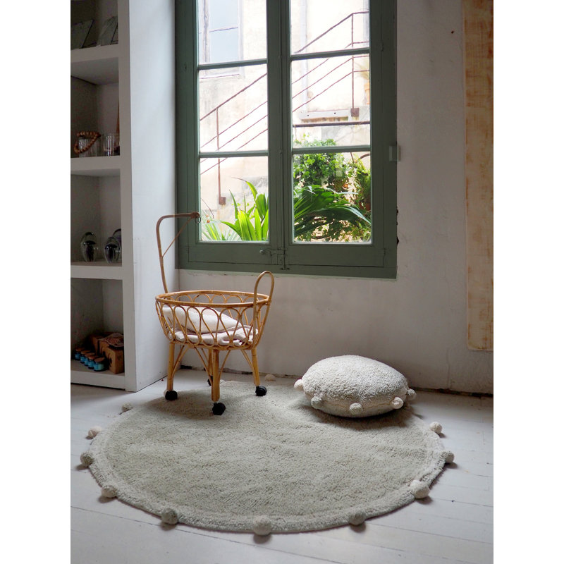 Bubbly Circular Pillow Cover & Insert, Olive
