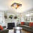 4-Light 15.7" Vintage Tiffany Flush Mount Ceiling Light, Handmade Stained Glass Dimmable Fixture for Bedroom, Living Room