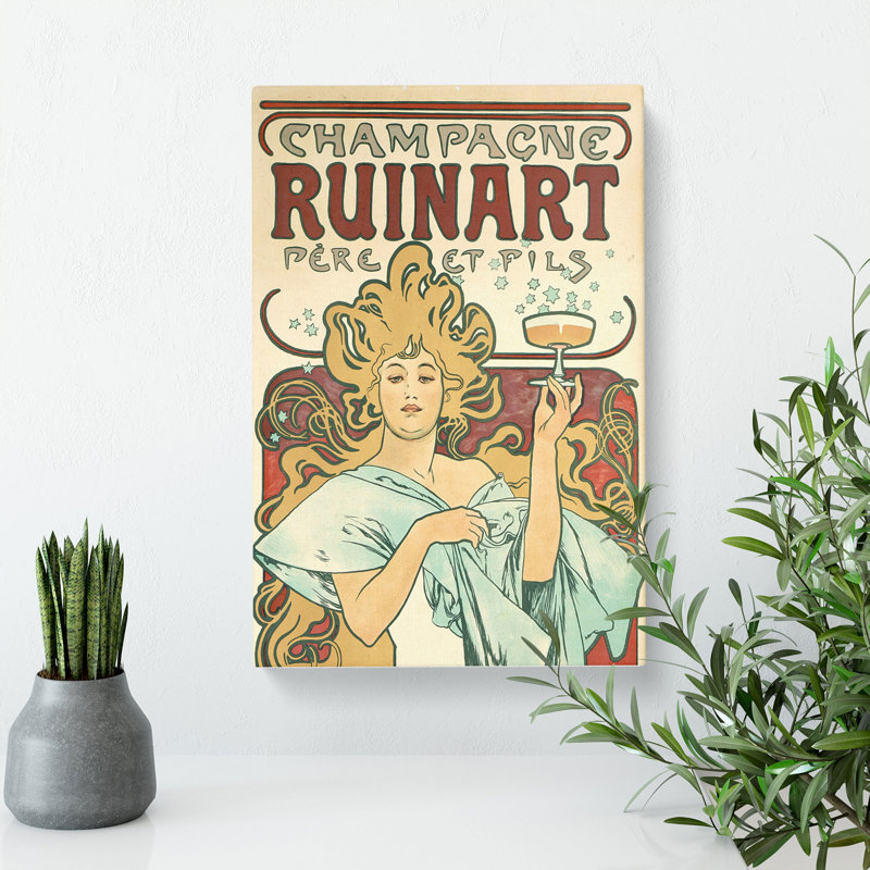 Champagne Ruinart Vol.1 by Alphonse Mucha - Wrapped Canvas Painting, 60cm H x 40cm W x 3cm D