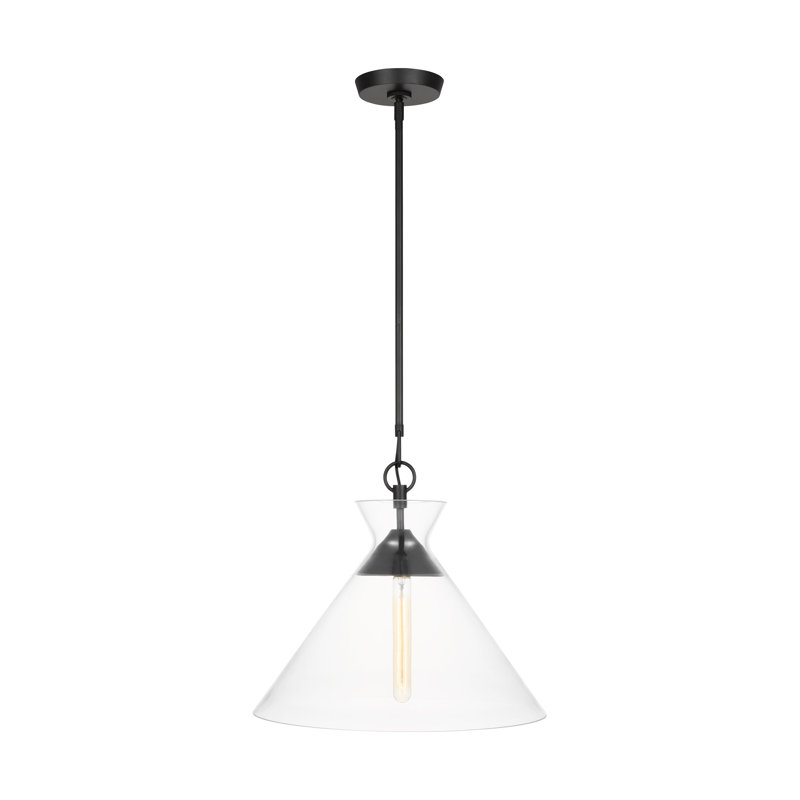Clear Glass and Black Cone Pendant Light