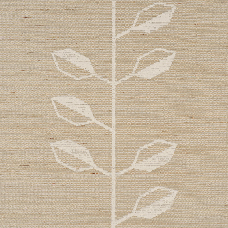Geo Leaf Floral Paper Wallpaper Roll, Bone/White