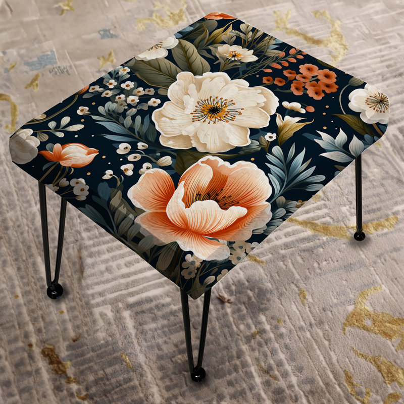 Motif floral blanc et bleu Magnolias - Repose-pieds rectangulaire floral