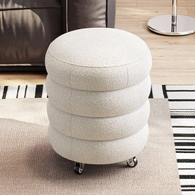 Modern Vanity Stool, Cream White