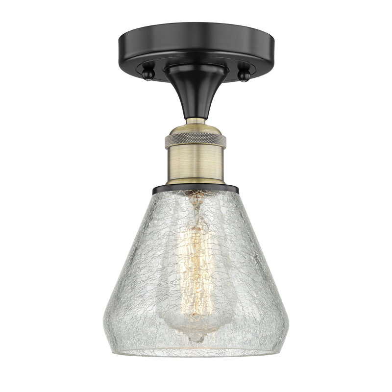 Ayios Glass Semi Flush Mount, Black Antique Brass