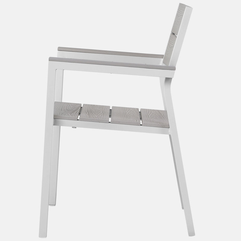 LexMod Maine Aluminum 5-Piece Outdoor Patio Dining Table and Chair Set, Gray