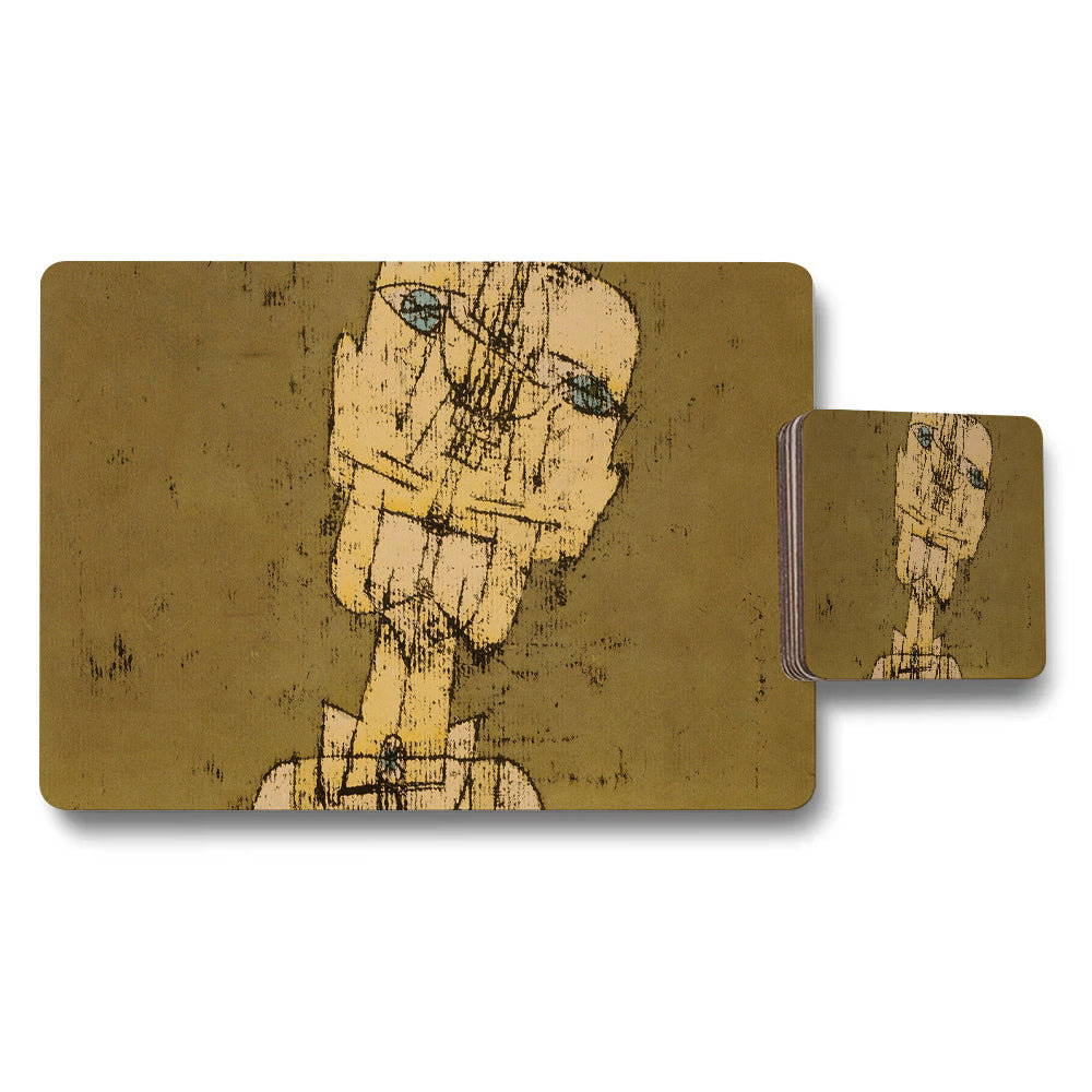 Abstract Art Style Figure Placemat And Coaster Set Brown