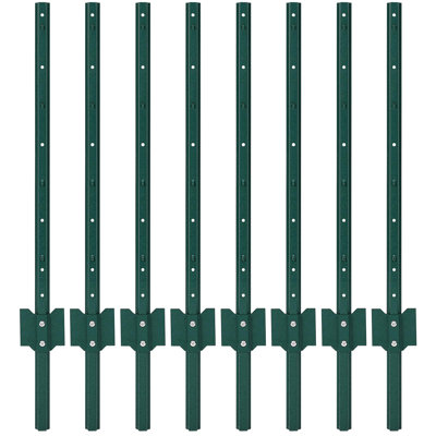 Poteaux de clôture en métal de 7 pi, paquet de 6, piquets en acier sans creusage U-Channel pour clôture de jardin, de cour, de ferme et d'extérieur, poteau en U vert robuste, facile à installer