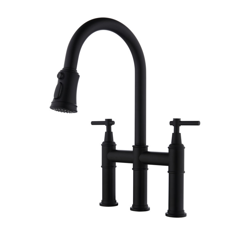 Robinet de cuisine Bridge avec douchette extractible encastrée