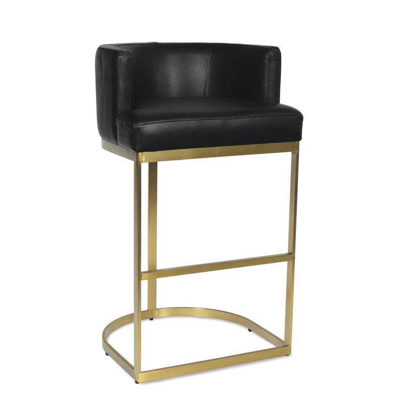 Owen Leather Stool, Black