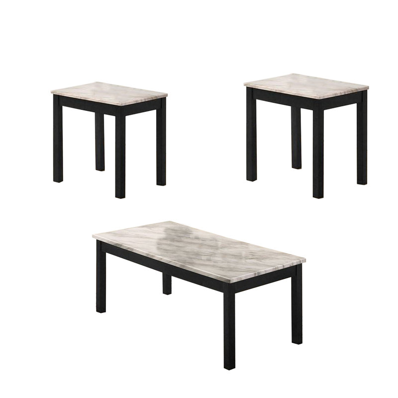 Ensemble de tables basses 3 pièces Dezia, Blanc