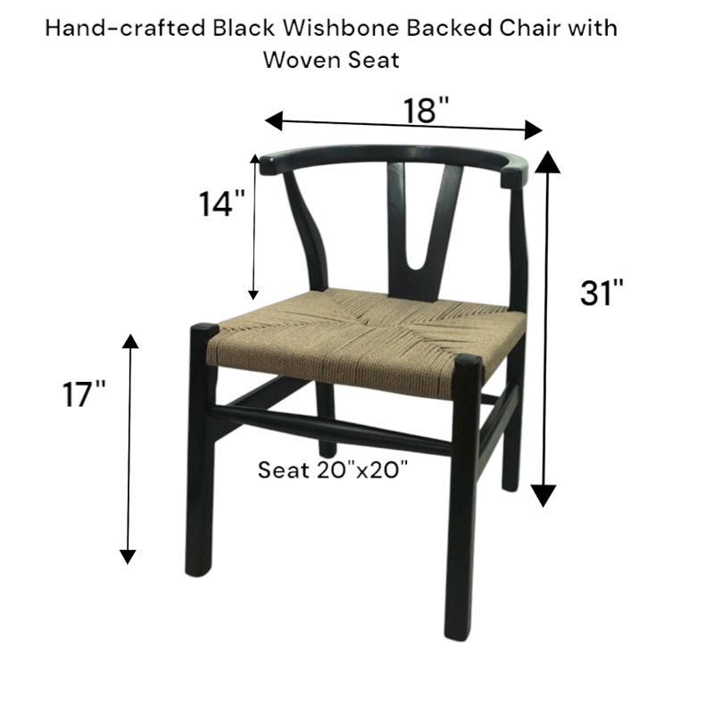 Chaise fabriquée à la main en bois massif noir avec assise tissée