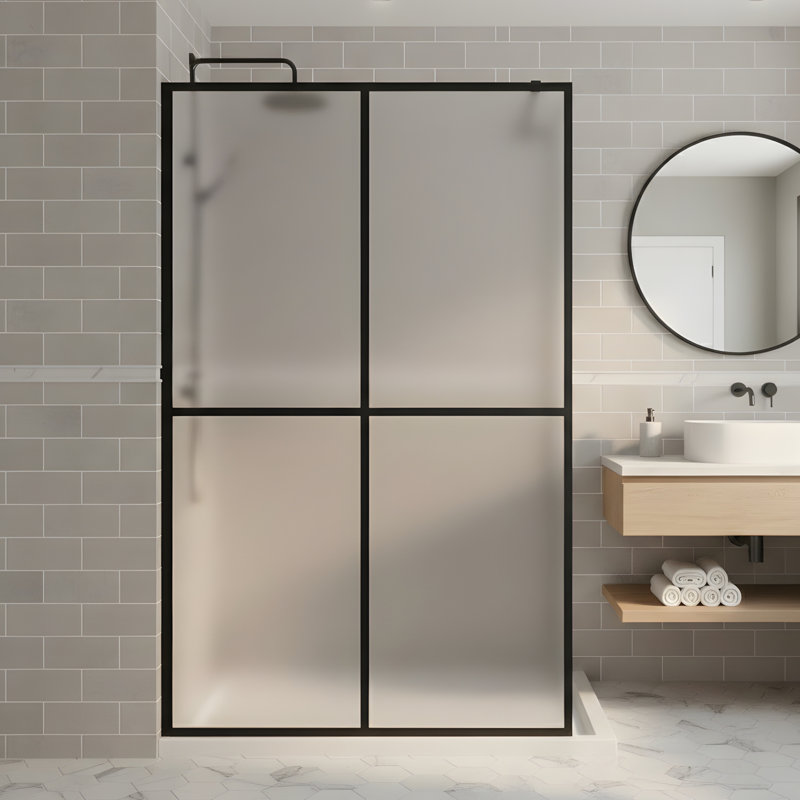 34“W x 72”H Frosted Tempered Glass Shower Door