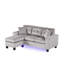 Canapé modulaire réversible de 74 po de largeur Sorrento avec lumière DEL, port USB, garniture cloutée, coussins décoratifs, coussin touffeté-2114484977
