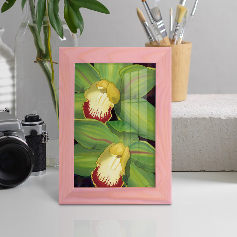 Lime orchidée I - reproduction de cadre photo simple, H 6 po x l 4 po x P 1 po, Rose