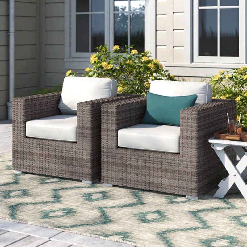 Chaise de patio avec coussins 2, Gris, Gris clair