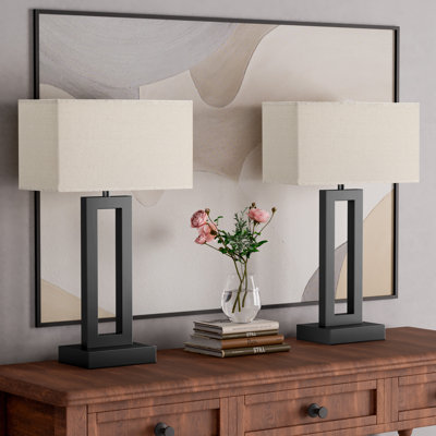 22'' Metal Base Table Lamp Set with 3-Way Touch Control and USB A&C