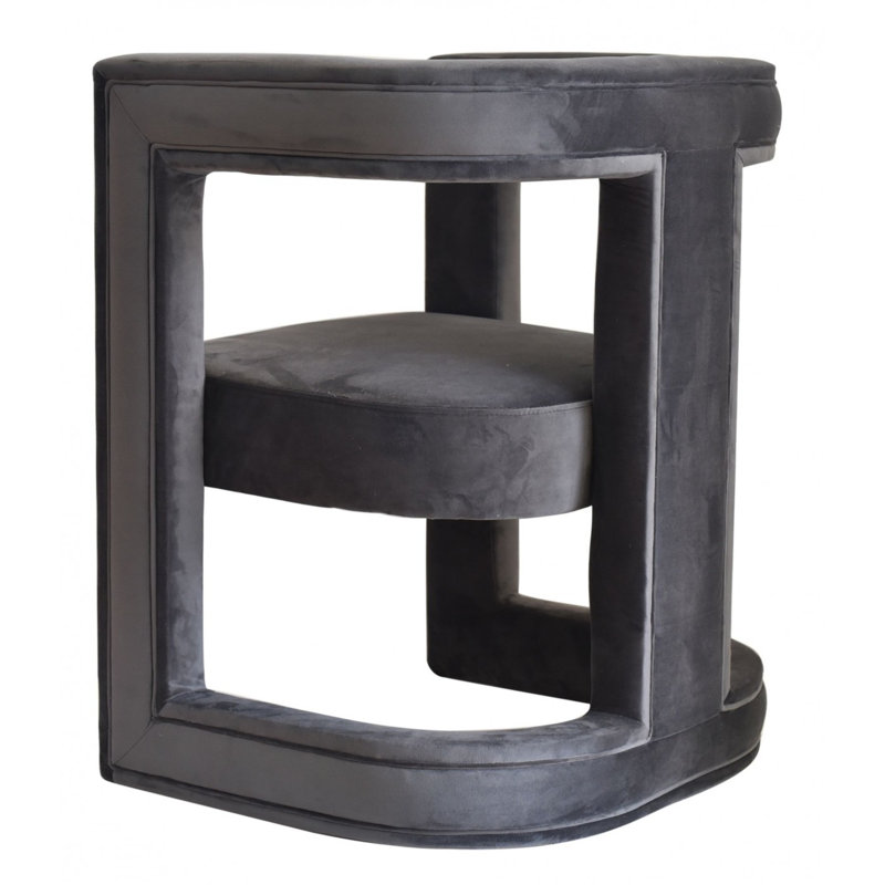 Dounton Velvet Barrel Chair, Dark Gray
