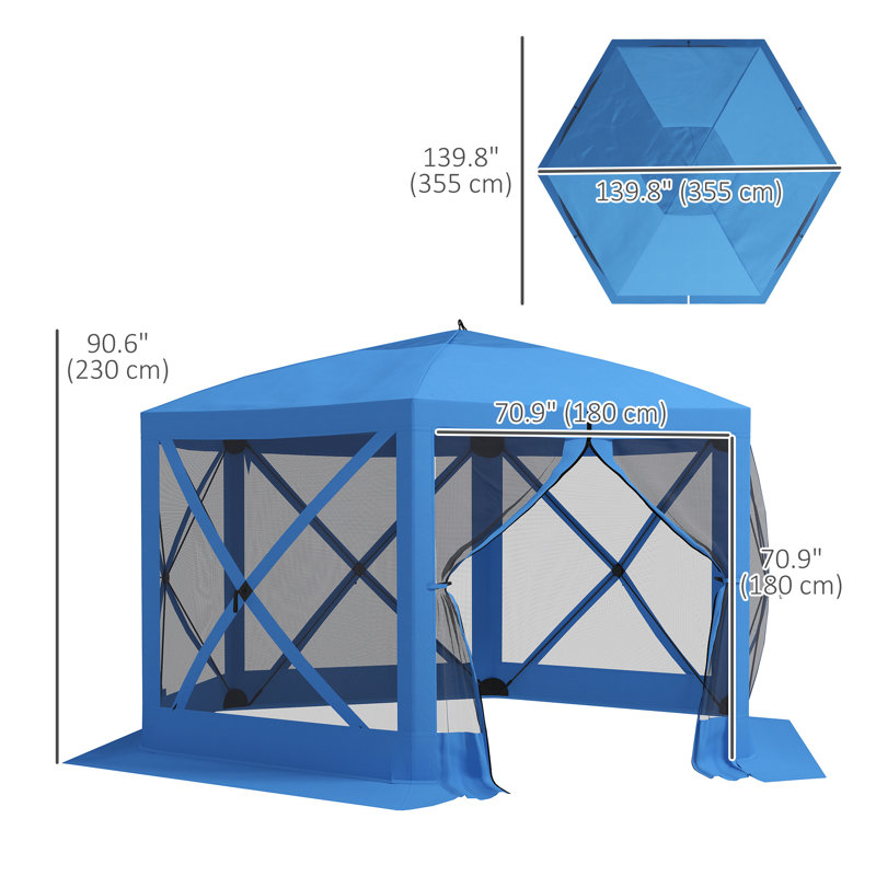 x 12 pi avec moustiquaire et abri de camping, Bleu