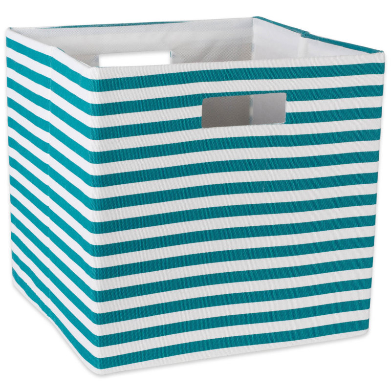 Trule Chorleywood Fabric Decorative Bin, Teal, 13" H x 13" W x 13" D