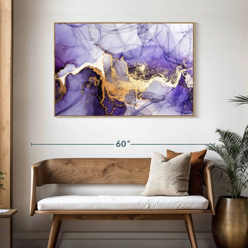 Mauve brume mauve, Cadre flottant en bois naturel, 46 po x 31 po