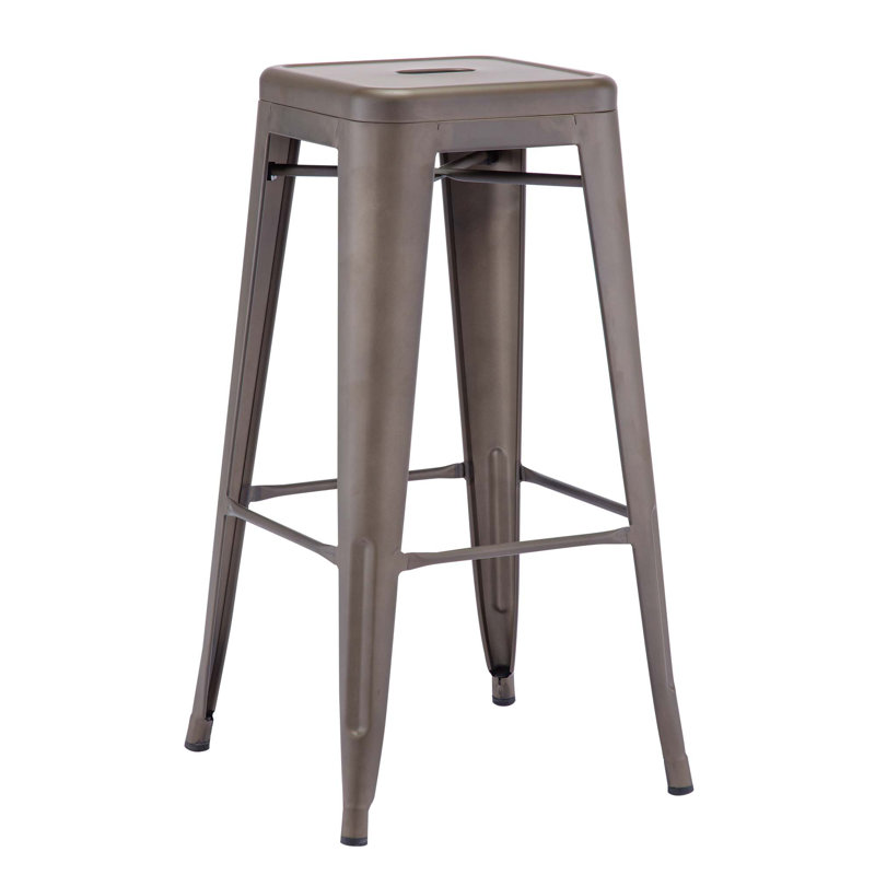 Akhila Stainless Steel Outdoor Stool, Matte Grey