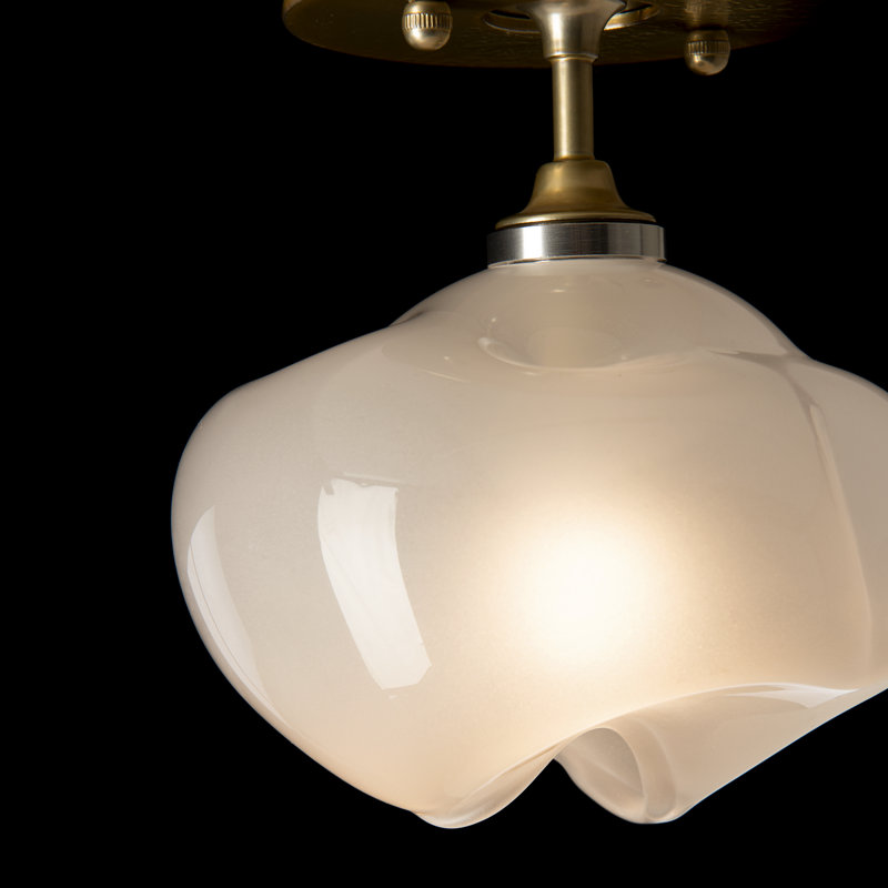 Ume Frosted Glass 1 - Light Semi Flush Mount, Vintage Platinum, Black