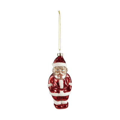Mercury Glass Santa Ornament with Glitter