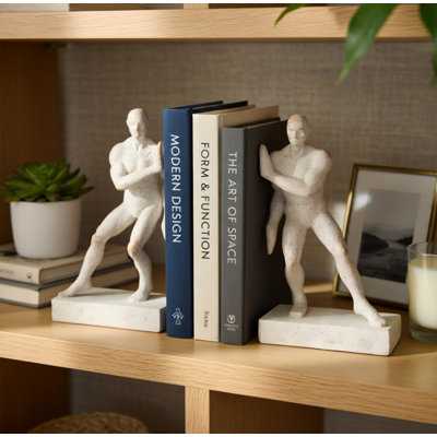 Modern Male Figure Bookends, Set Of 2
