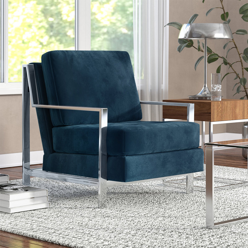 Nyman 30Cm Wide Tufted Linen Armchair, Navy 