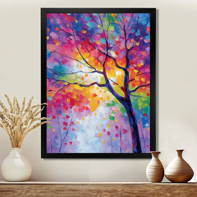 «Vibrant Tree of Life Forest» - décoration murale arbre, art mural encadré nature rose