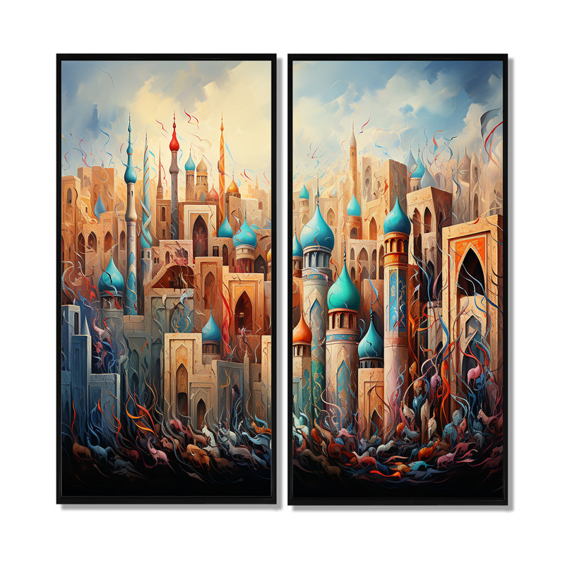 2 pièces, Impression sur toile, "L'appel à la prière", 40" H x 40" W, Black, Impression encadrée flottante