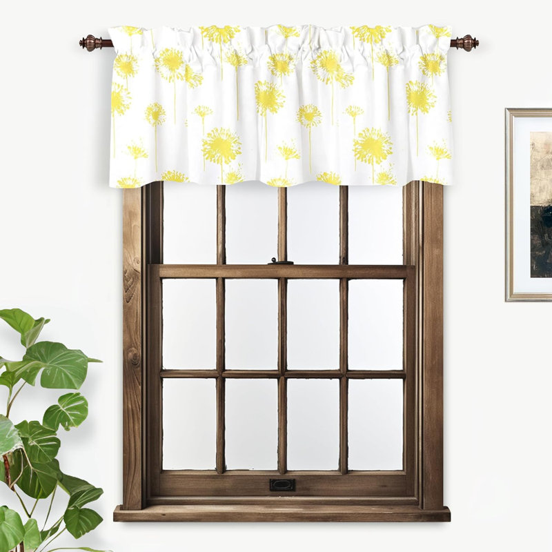 Burkittsville Floral Tailored Window Valance, Yellow, 52" W x 18