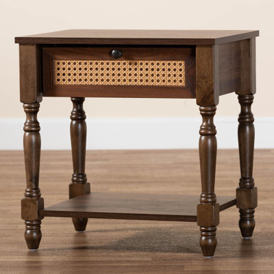 Baxton Studio Giovanna Transitional Brown Nightstand With Rattan
